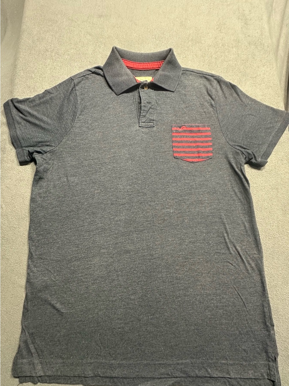 Hollister Heather blue Polo with Red-Striped Chest Pocket